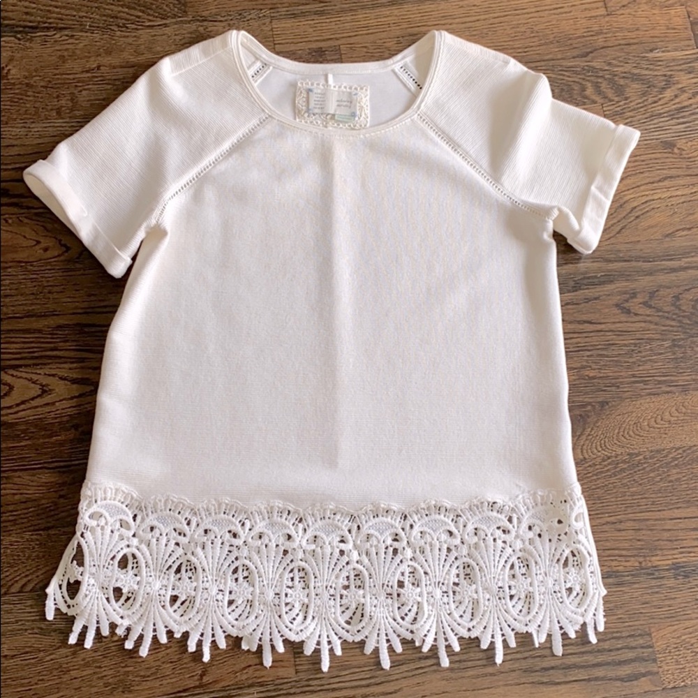 Anthropologie beautiful White Blouse with lace